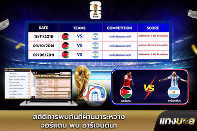 สถิติการพบกันที่ผ่านมาระหว่าง จอร์แดน พบ อาร์เจนตินา
